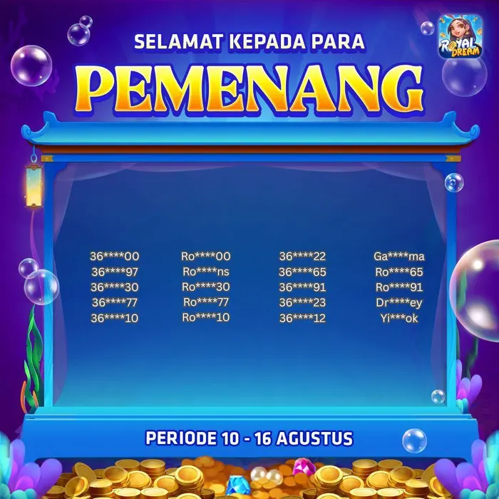 Daftar pemenang event Royal Dream 10–16 Agustus 2026 (bagian 9)